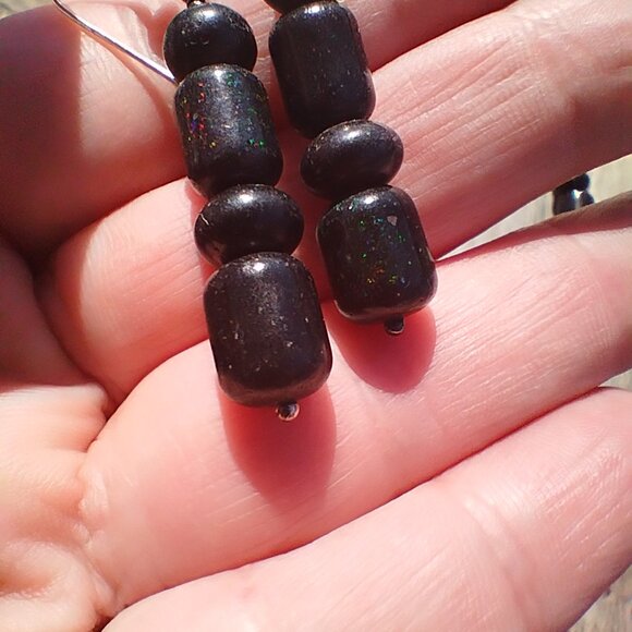 Jay King DTR mine finds Black Opal Necklace and earrings set 925 Sterling Silver - Picture 4 of 16